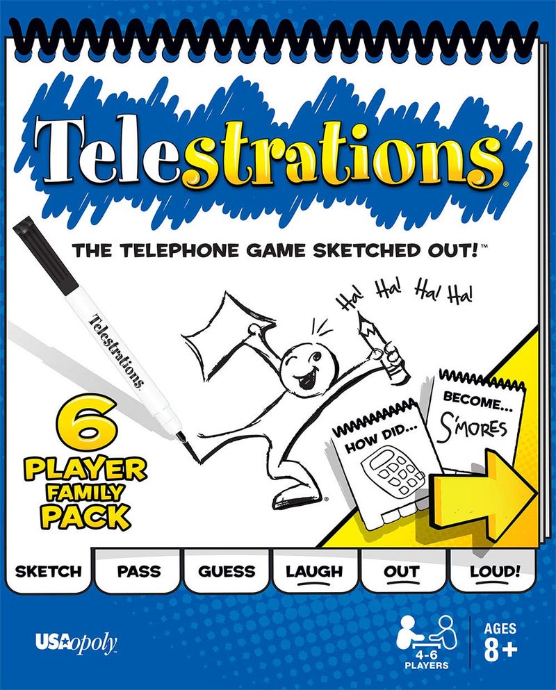 USAopoly Telestrations Original 6 Player | Family Board Game | A Fun Family Game for Kids and Adults | Family Game Night Just Got Better | The Telephone Game Sketched Out - Image 1